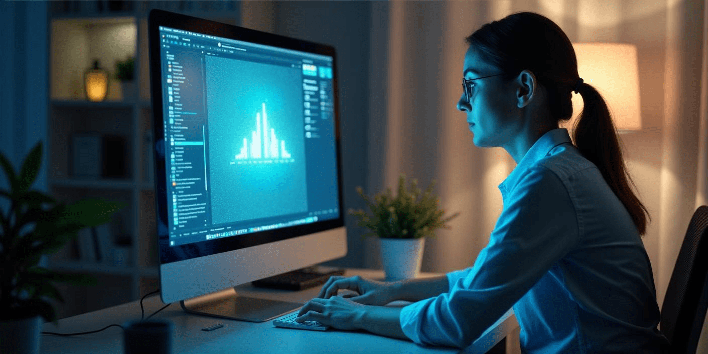 A business person working on a computer